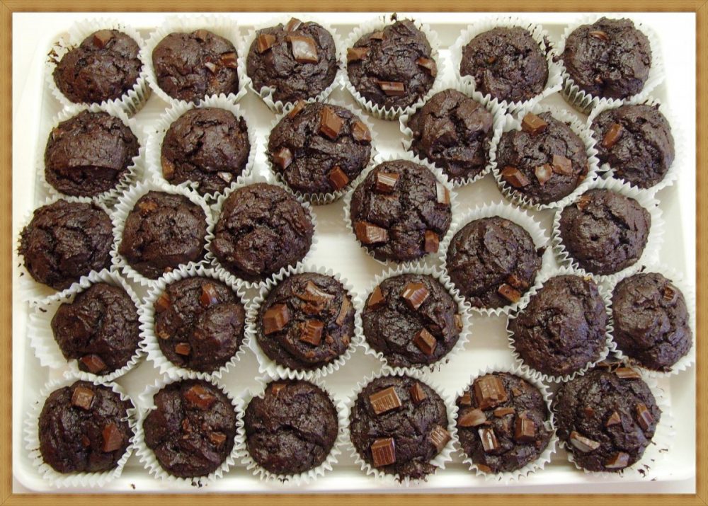 Muffins de chocolate e aveia