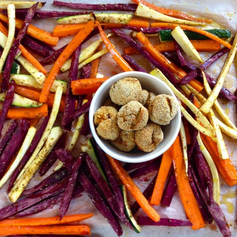 Croquetes de carne com palitos de legumes