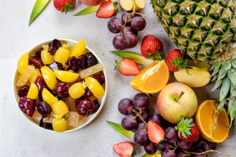 Gomas de gelatina com sumo de fruta