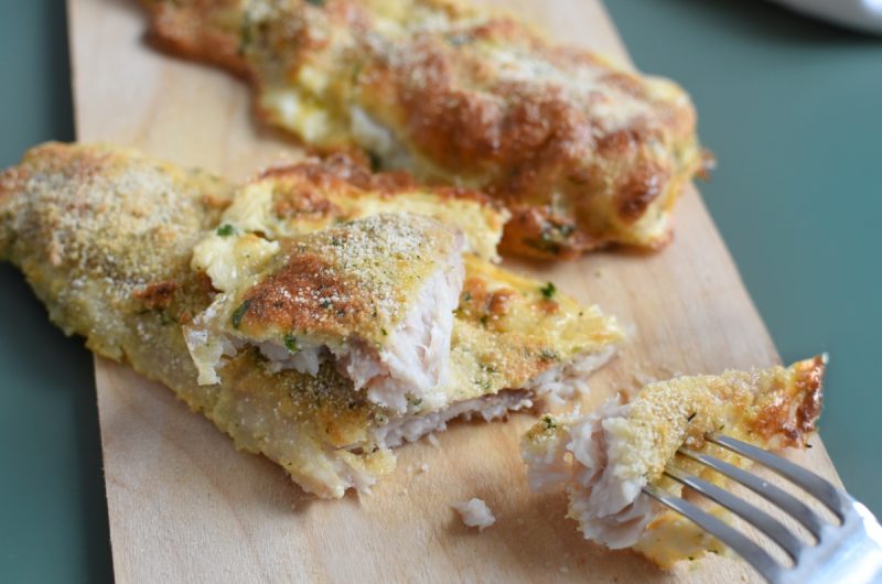 Filetes de pescada com puré de ervilhas