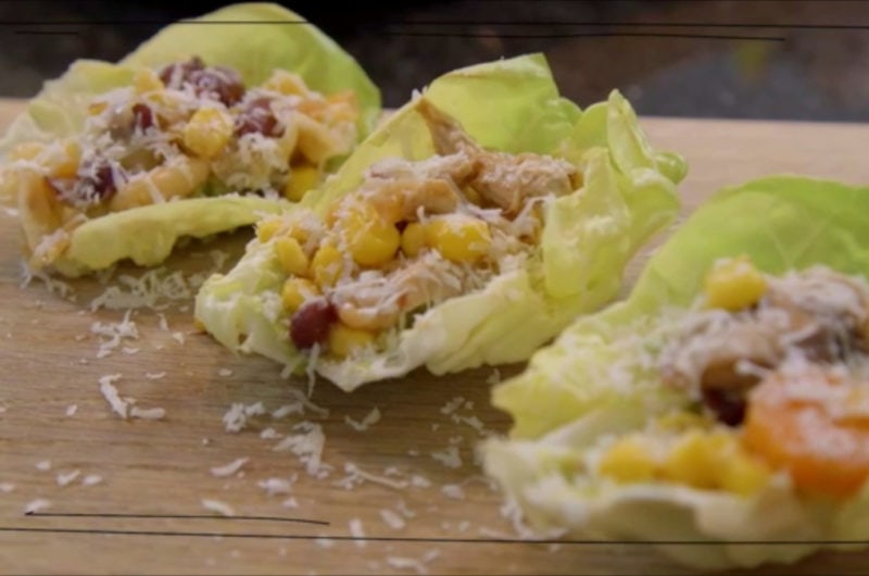 Wraps de alface com chili