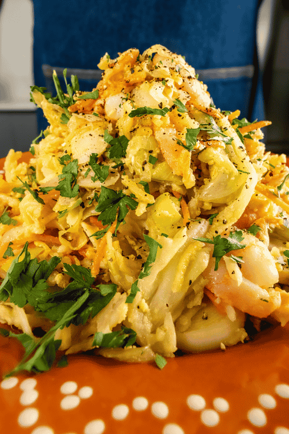 bacalhau à brás com legumes
