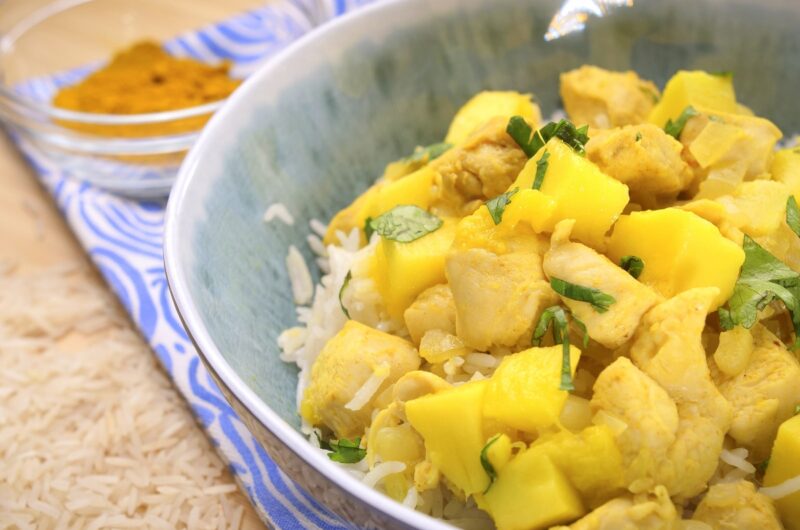 caril de frango com arroz de coco super rapido