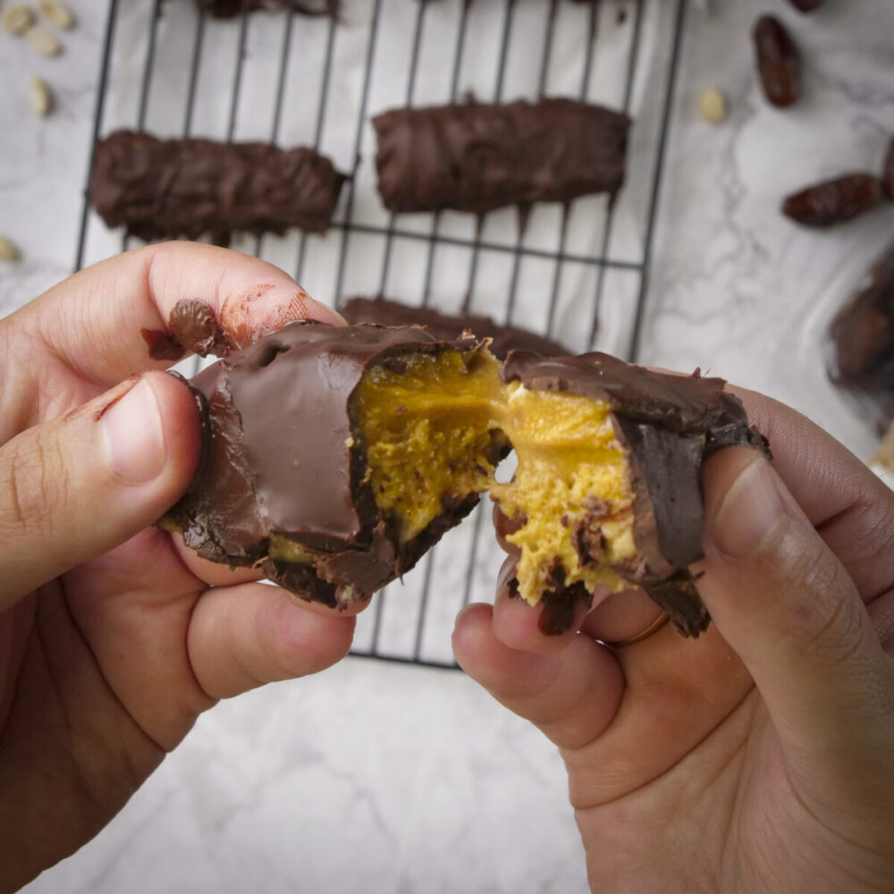 Delícia de chocolate e caramelo saudável