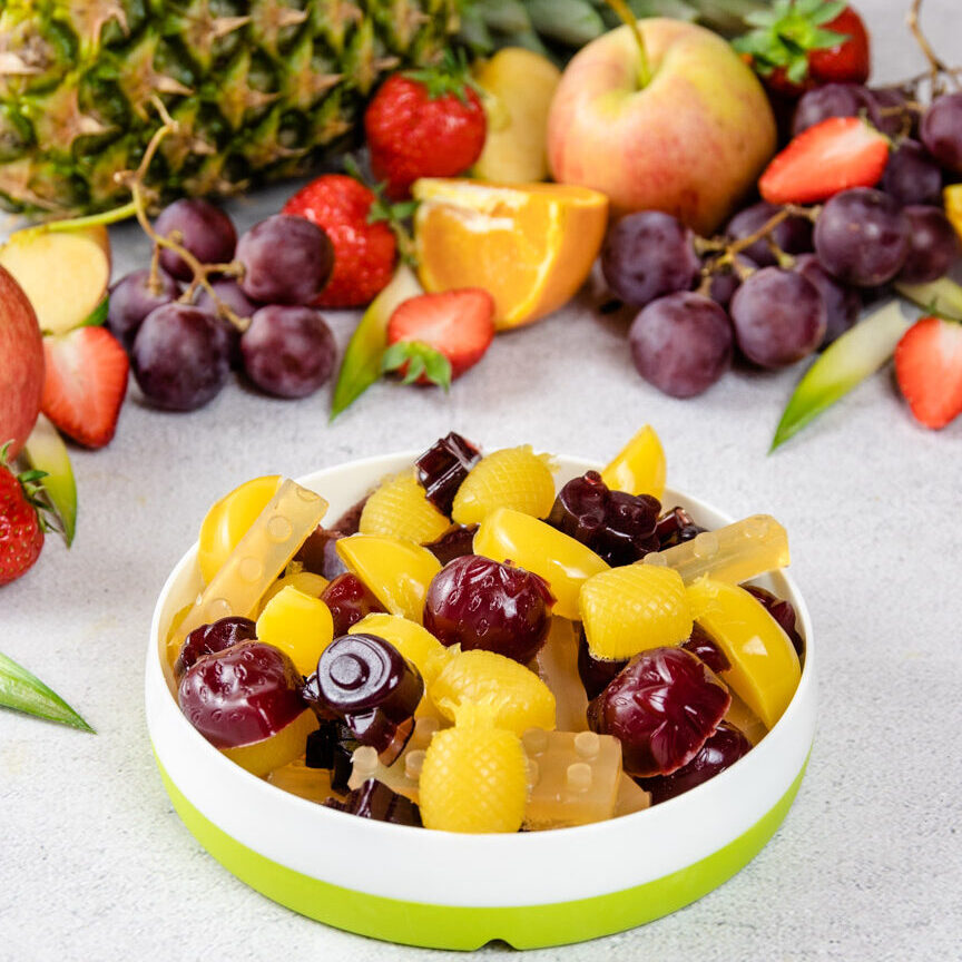 Gomas de gelatina com sumo de fruta