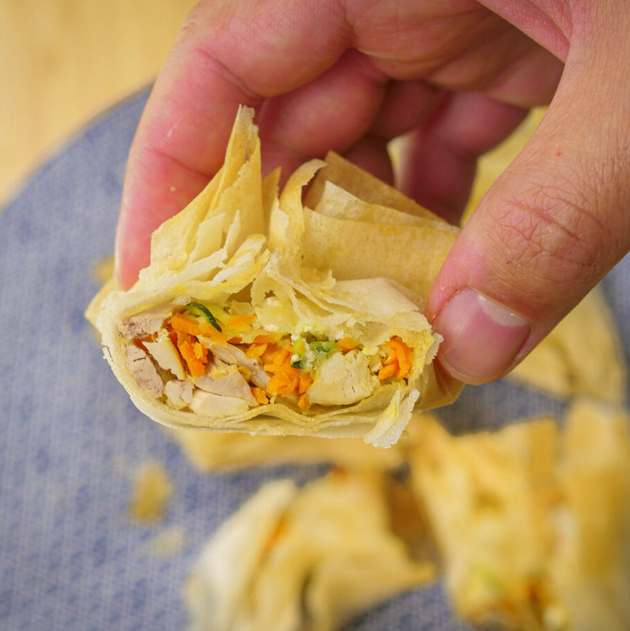 Trouxas de legumes com massa filo