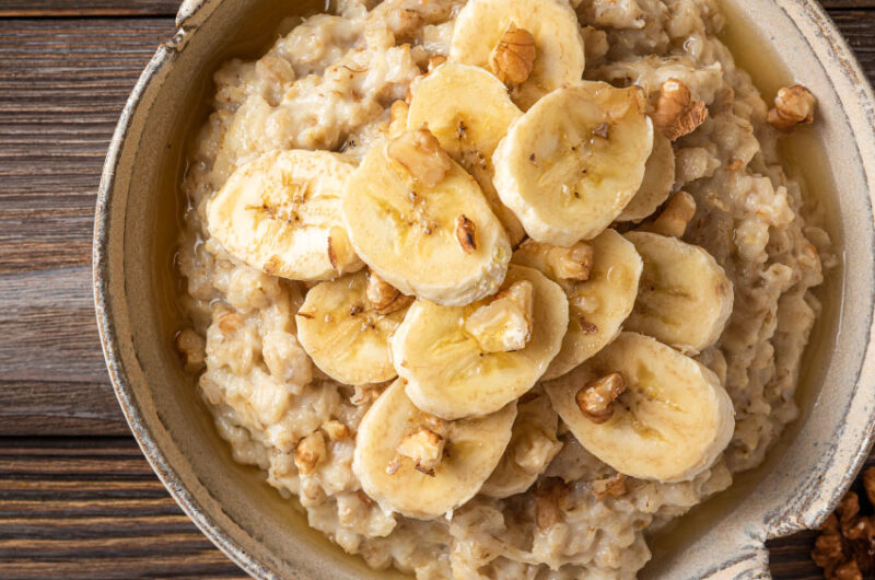 Papas de aveia com banana e speculoos