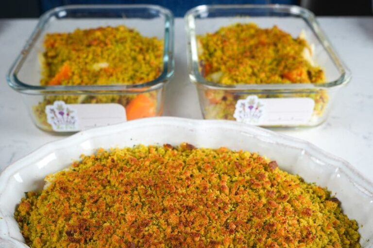 Crumble de bacalhau, abóbora e chouriço