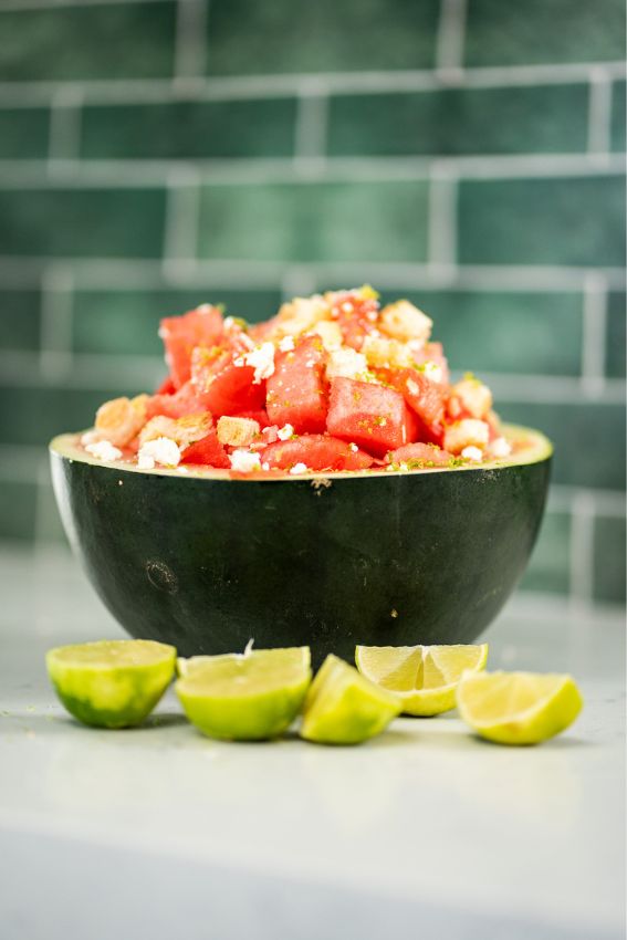 Salada de melancia e queijo feta