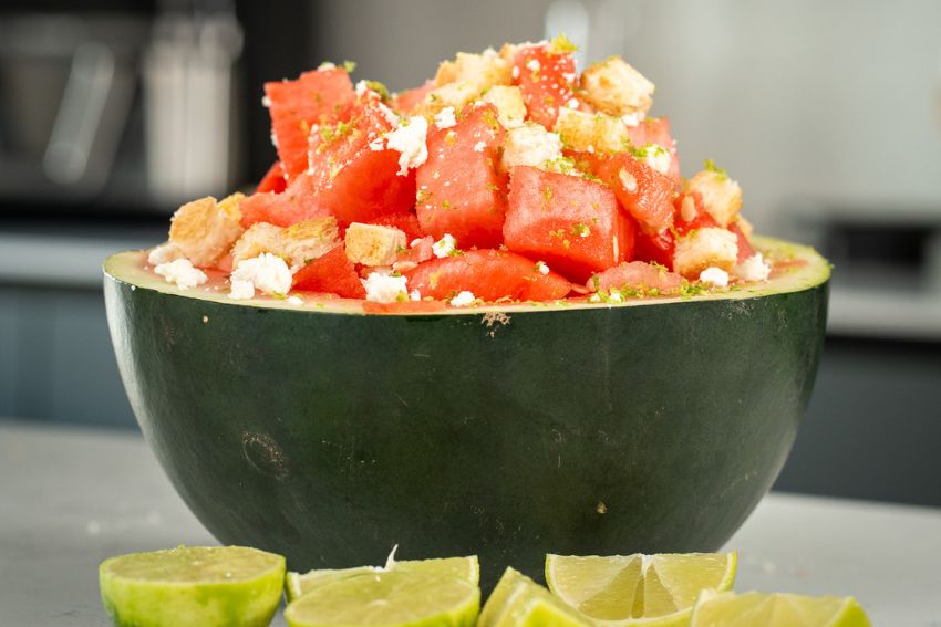 Salada de melancia e queijo feta