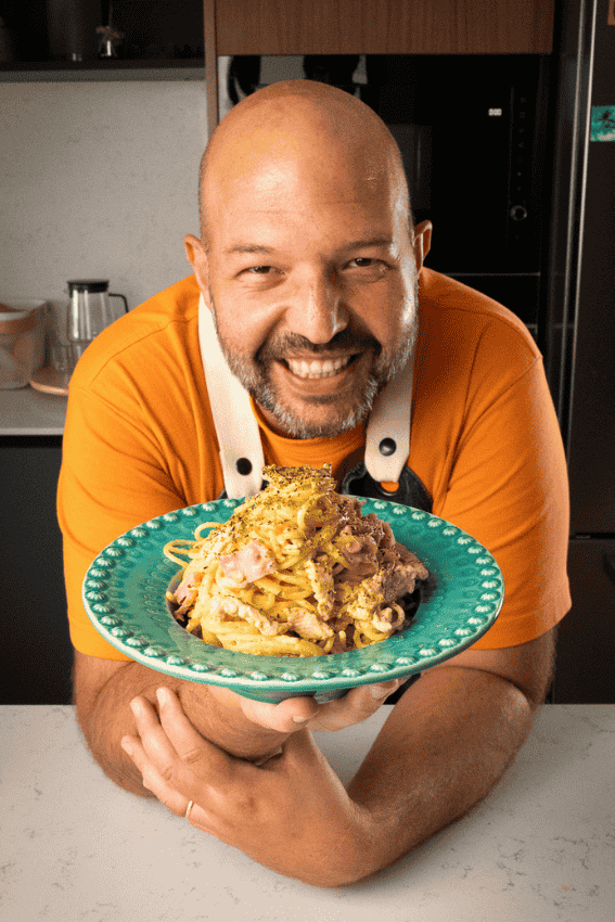 esparguete com peru fricassé