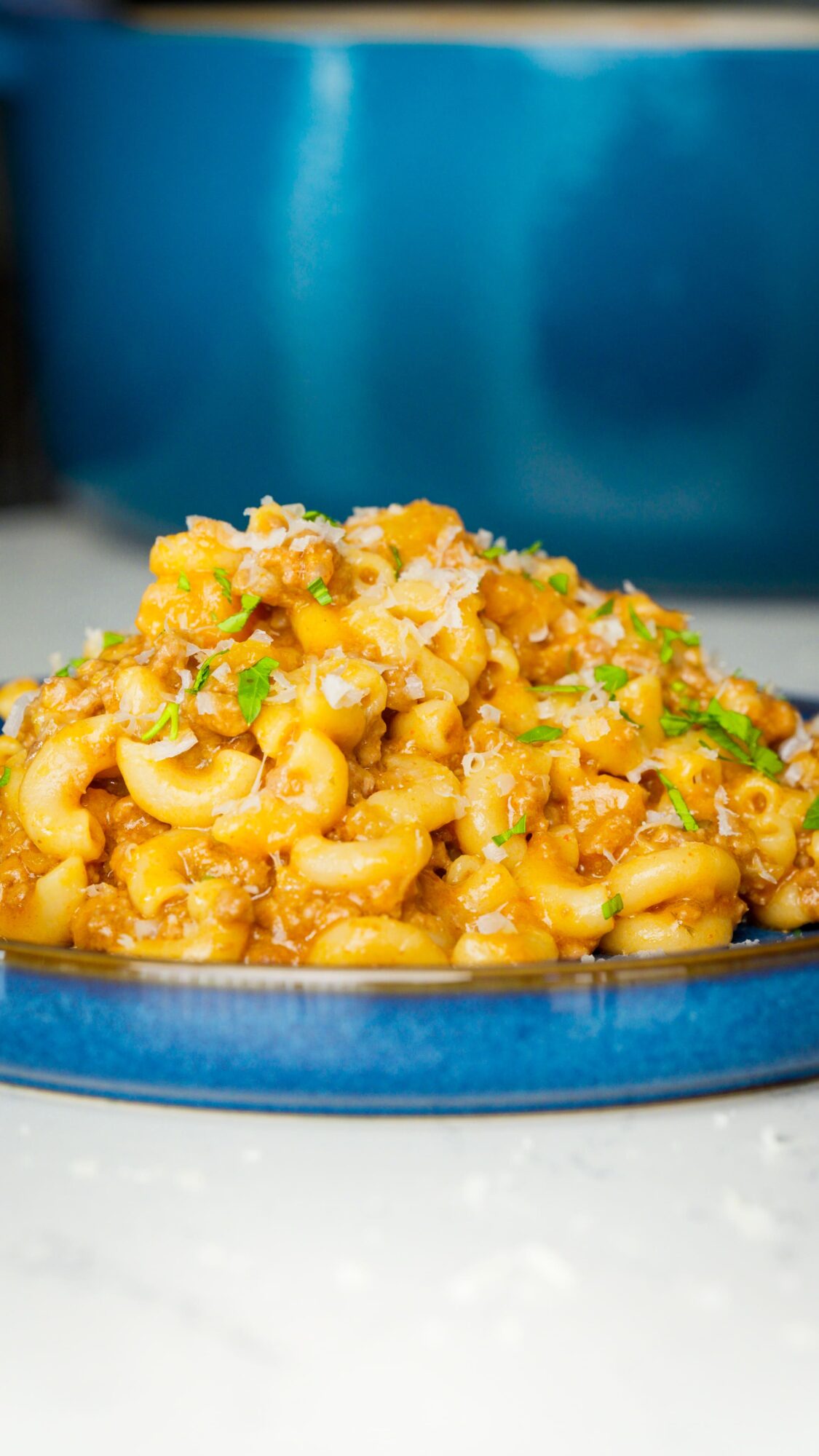 One Pot Mac & Cheese com carne picada e abóbora