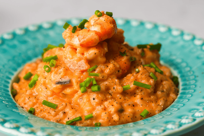 risoto de tomate e marisco